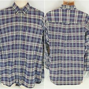 IZOD-Mens-Shirt-Size-L-Large-Blue-Checks-Plaid-Bu